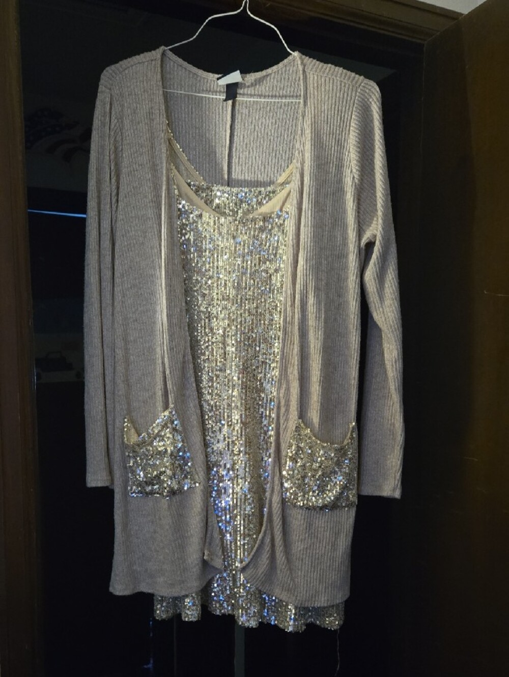 Sequin Tank Top in Gold